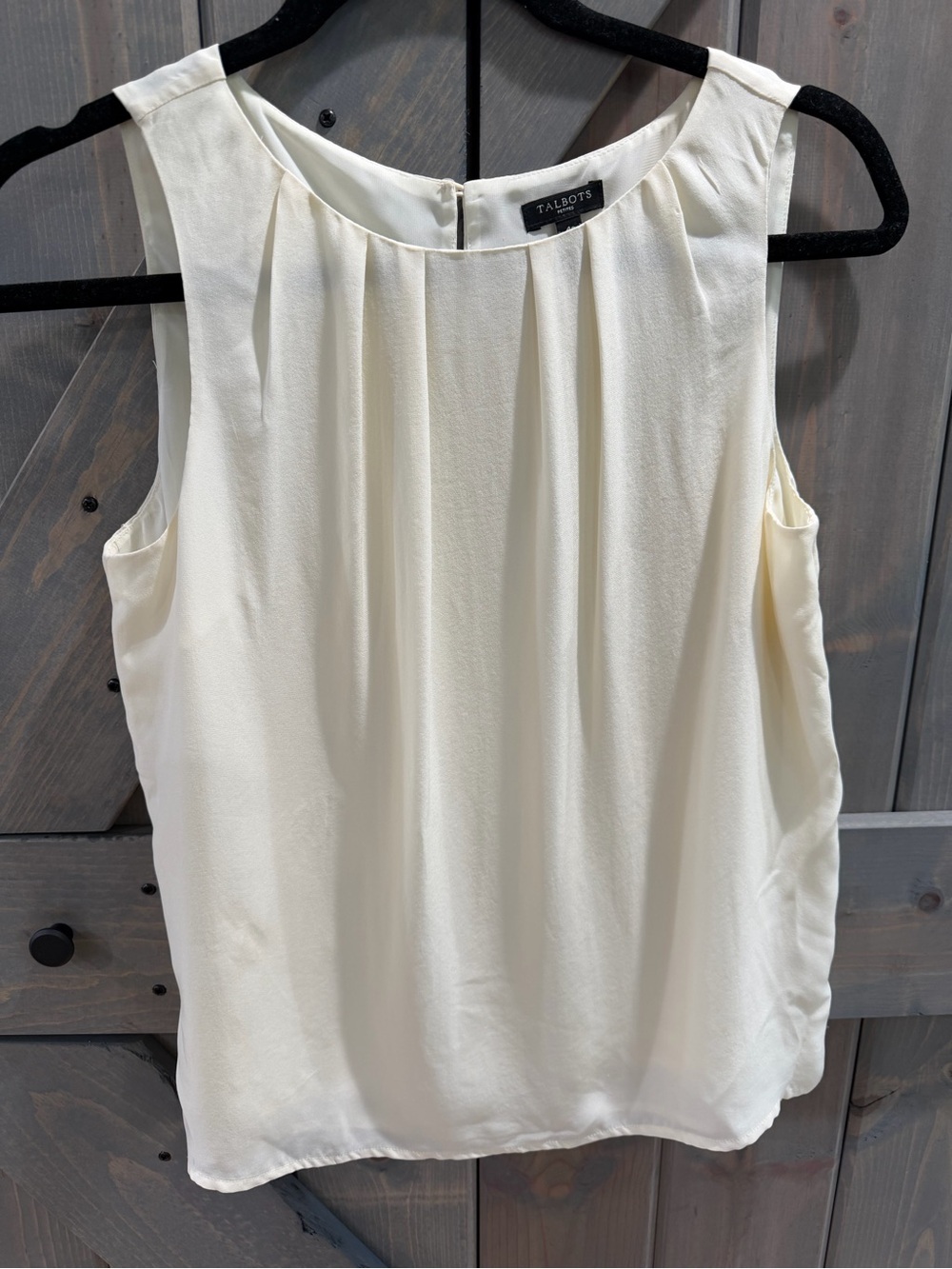 Talbots Cream Pleated Sleeveless Shell Top